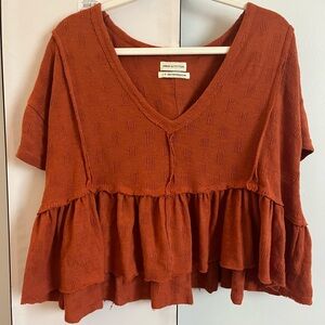 Urban outfitters- cropped peplum top- burnt orange